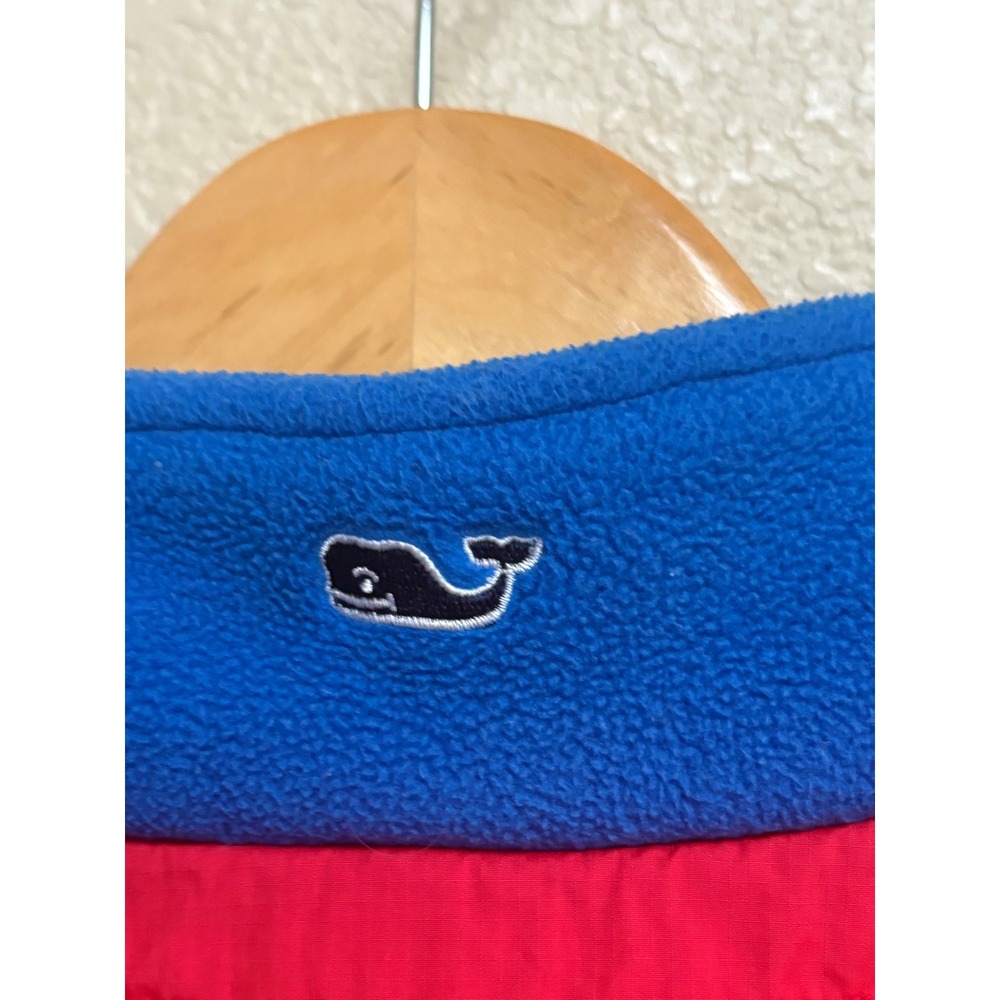 Vineyard Vines Mens Blue Red Colorblock Fleece 1/4 Zip Pullover Jacket Medium - Picture 6 of 8